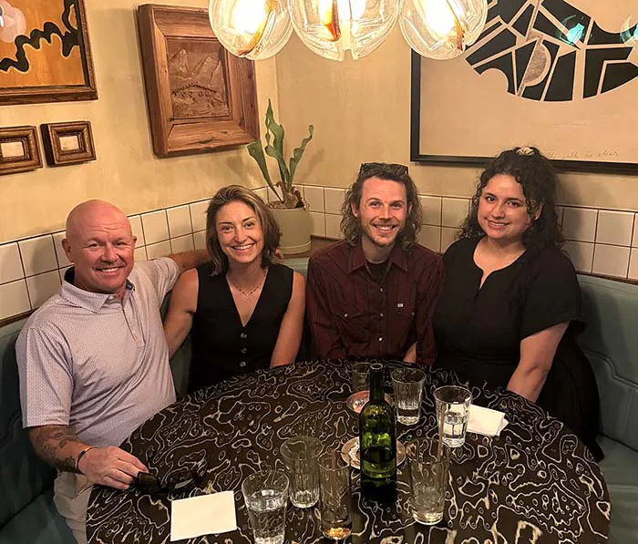 Prevail team members at dinner