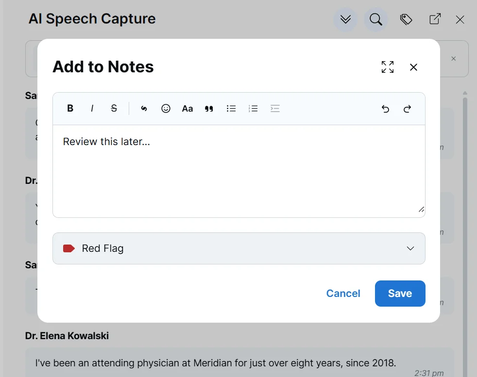 Instant transcript, synced to the record
