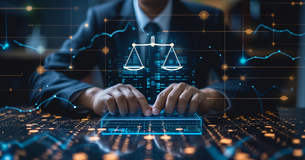 A lawyers interacting with a digital interface to represent digital deposition strategies