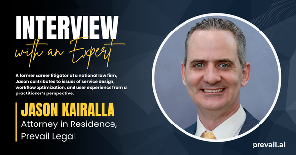 A headshot of Jason Kairalla, Prevail's Attorney in Residence, along with a brief paragraph about him.